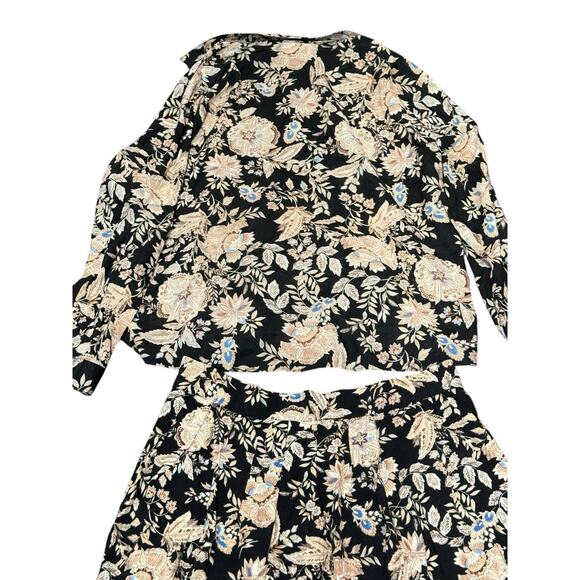 Sezane Floral Matching Set Blouse + Skirt 46 / US 12 100% Cotton & Viscose - Picture 8 of 14